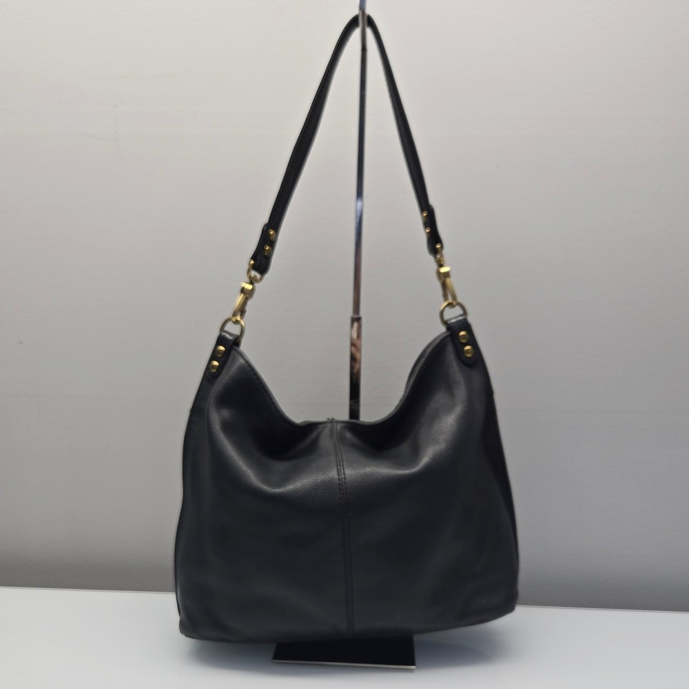 HOBO Pier Slouchy Shoulder Bag Large Black Genuine Leather Hobo Minimalist Boho - Picture 2 of 9